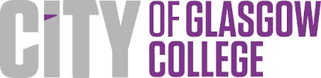 a purple and grey logo